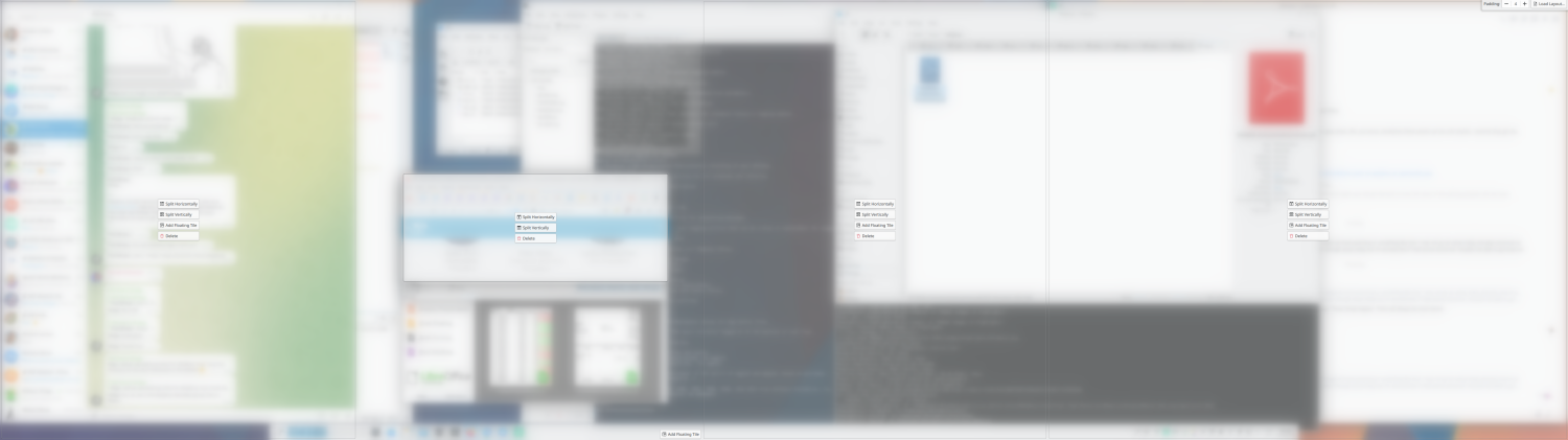 Screenshot of the Plasm desktop showing divisions you can use to set up tiling.